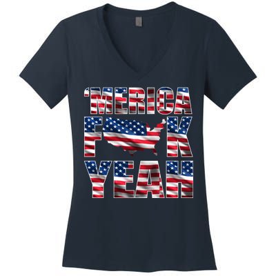 Merica Fck Yeah Women's V-Neck T-Shirt