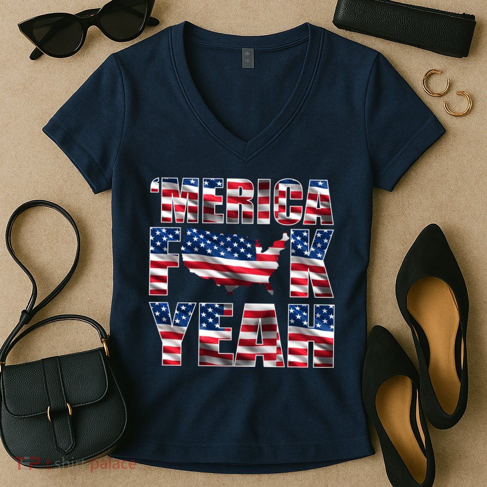 Merica Fck Yeah Women's V-Neck T-Shirt