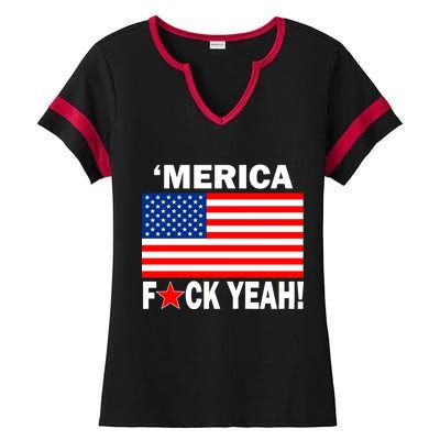 Merica F*ck Yeah! USA Ladies Halftime Notch Neck Tee