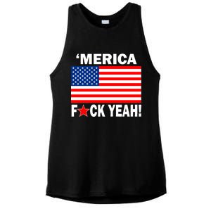 Merica F*ck Yeah! USA Ladies PosiCharge Tri-Blend Wicking Tank