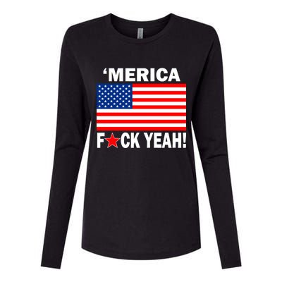 Merica F*ck Yeah! USA Womens Cotton Relaxed Long Sleeve T-Shirt