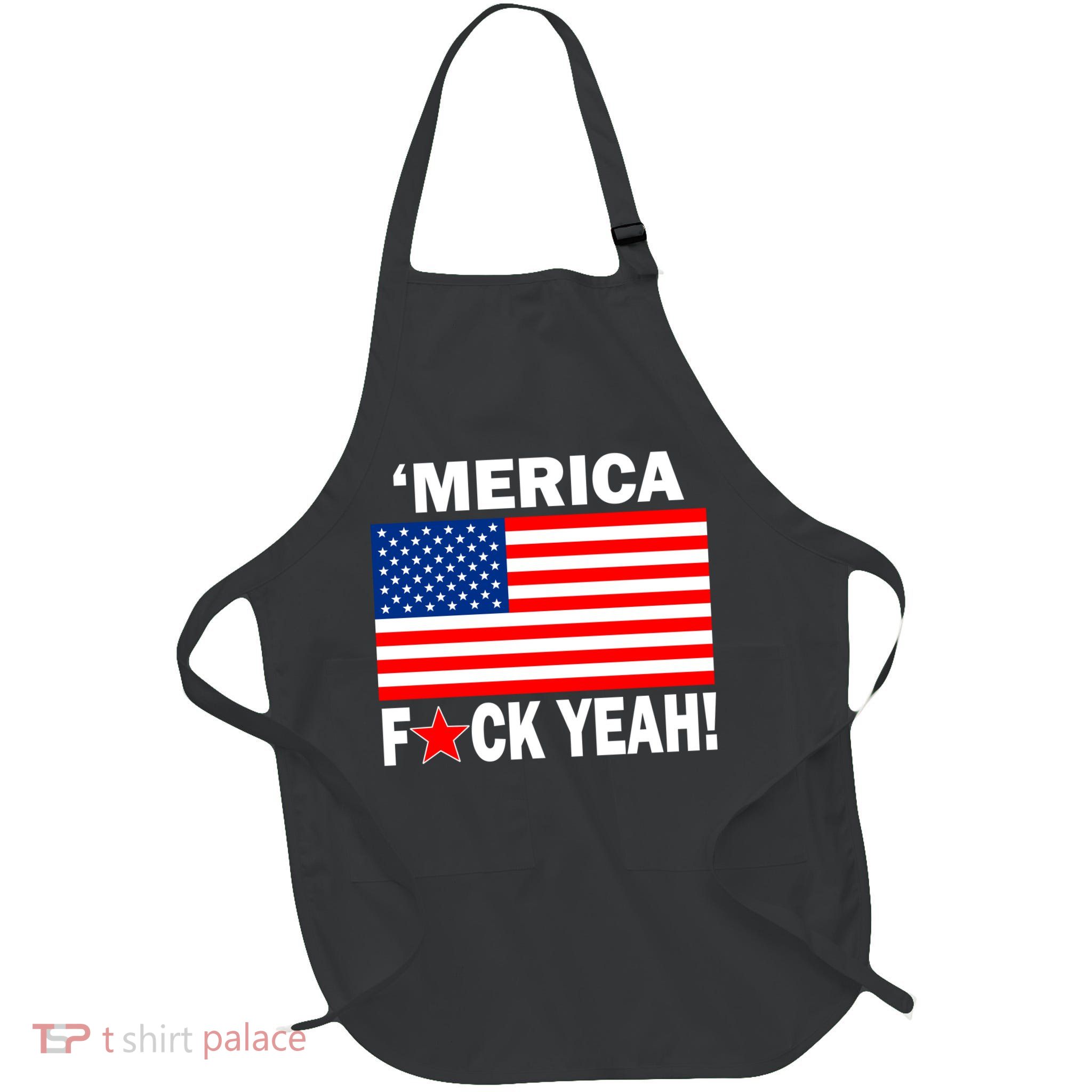 Merica F*ck Yeah! USA Full-Length Apron With Pockets