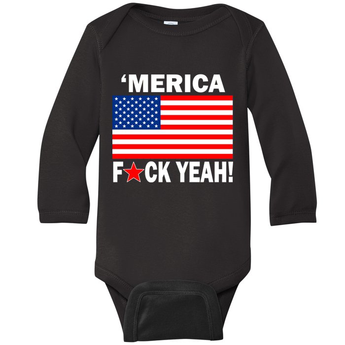 Merica F*ck Yeah! USA Baby Long Sleeve Bodysuit