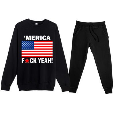 Merica F*ck Yeah! USA Premium Crewneck Sweatsuit Set