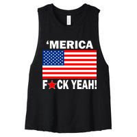 Merica F*ck Yeah! USA Women's Racerback Cropped Tank