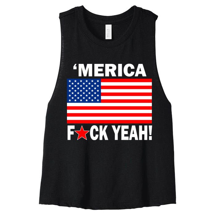 Merica F*ck Yeah! USA Women's Racerback Cropped Tank