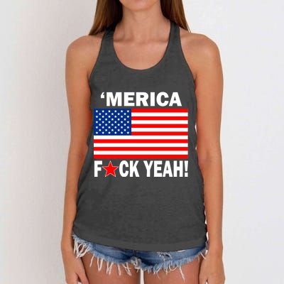 Merica F*ck Yeah! USA Women's Knotted Racerback Tank