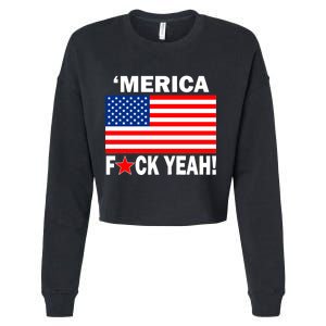 Merica F*ck Yeah! USA Cropped Pullover Crew