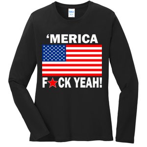 Merica F*ck Yeah! USA Ladies Long Sleeve Shirt