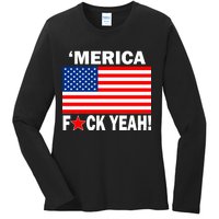 Merica F*ck Yeah! USA Ladies Long Sleeve Shirt