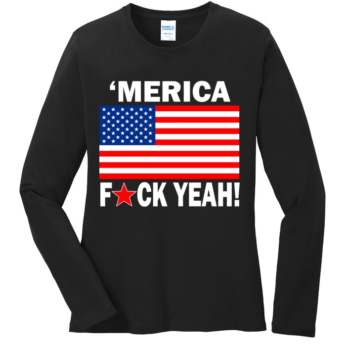 Merica F*ck Yeah! USA Ladies Long Sleeve Shirt