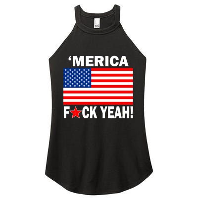 Merica F*ck Yeah! USA Women's Perfect Tri Rocker Tank