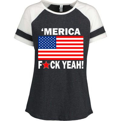 Merica F*ck Yeah! USA Enza Ladies Jersey Colorblock Tee