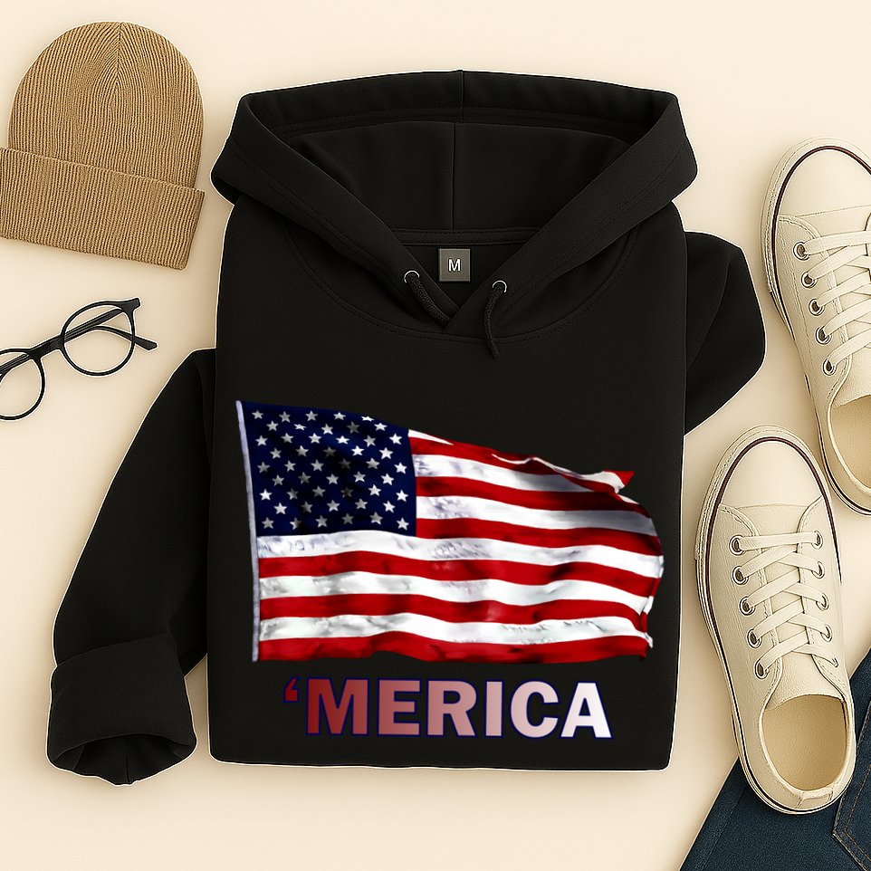 Merica Flag Wave Hoodie