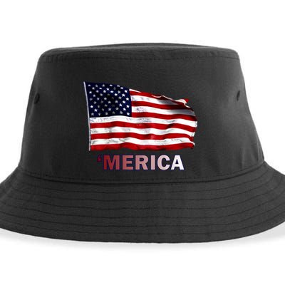 Merica Flag Wave Sustainable Bucket Hat
