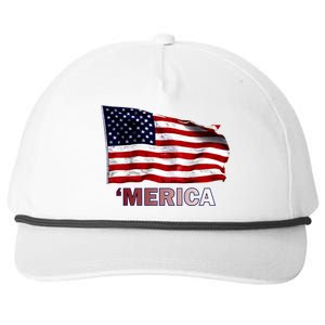 Merica Flag Wave Snapback Five-Panel Rope Hat