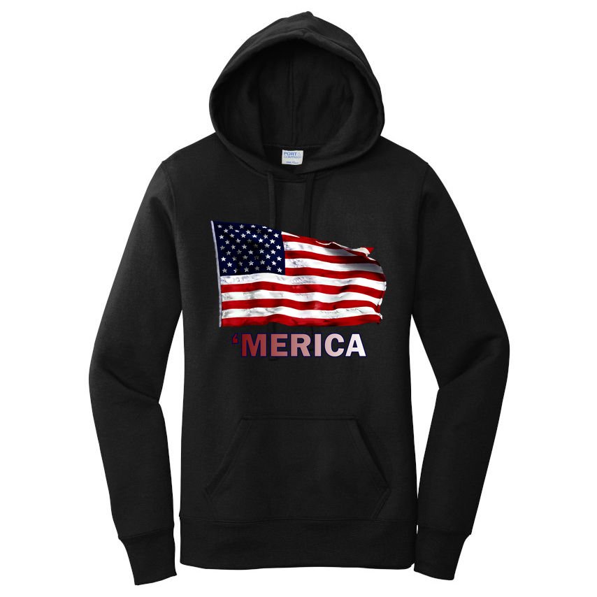 Merica Flag Wave Women's Pullover Hoodie