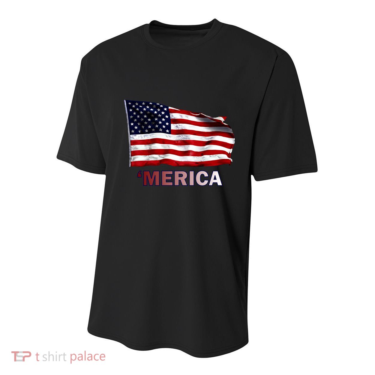 Merica Flag Wave Youth Performance Sprint T-Shirt