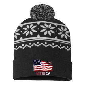 Merica Flag Wave USA-Made Snowflake Beanie