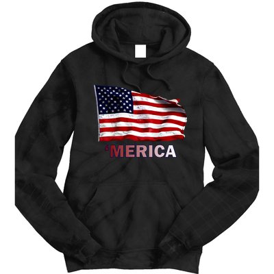 Merica Flag Wave Tie Dye Hoodie