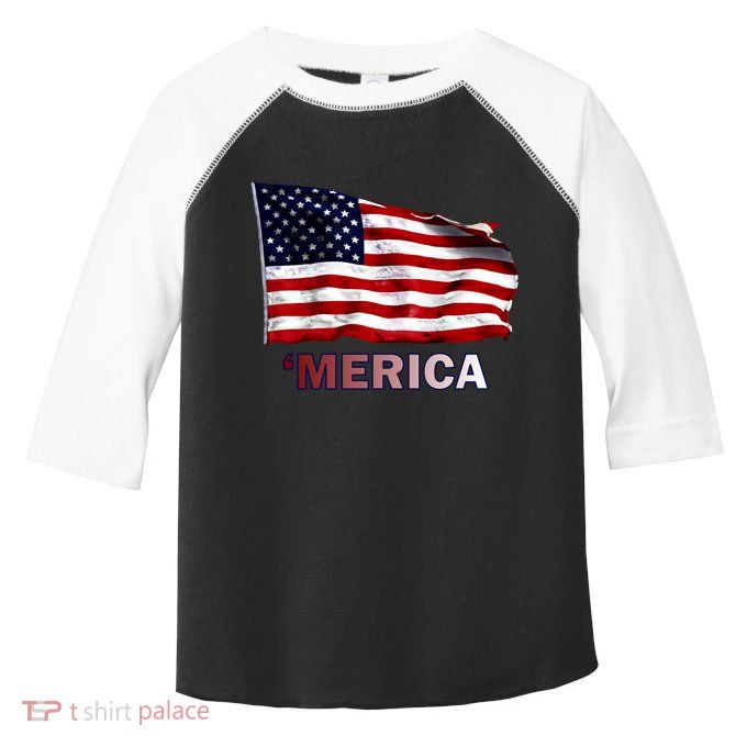Merica Flag Wave Toddler Fine Jersey T-Shirt