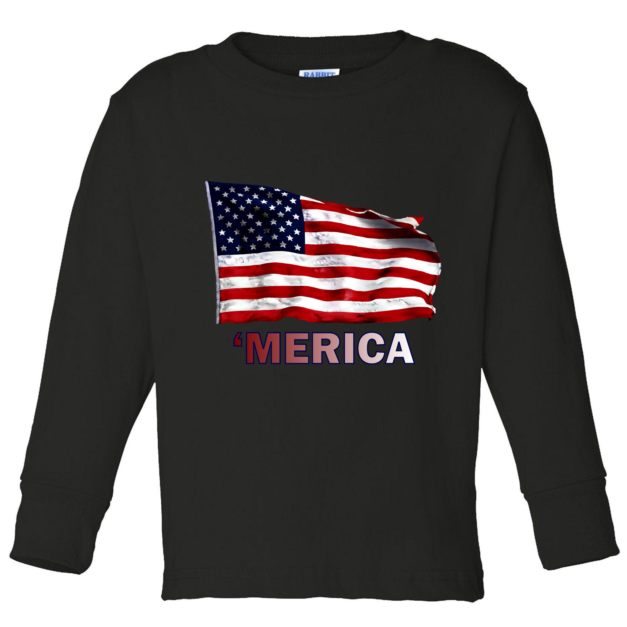 Merica Flag Wave Toddler Long Sleeve Shirt