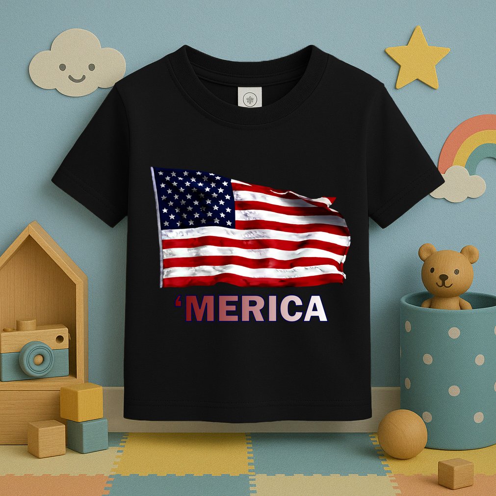 Merica Flag Wave Toddler T-Shirt