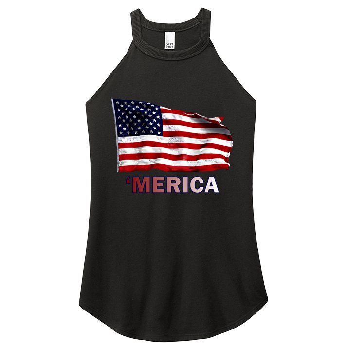 Merica Flag Wave Women's Perfect Tri Rocker Tank