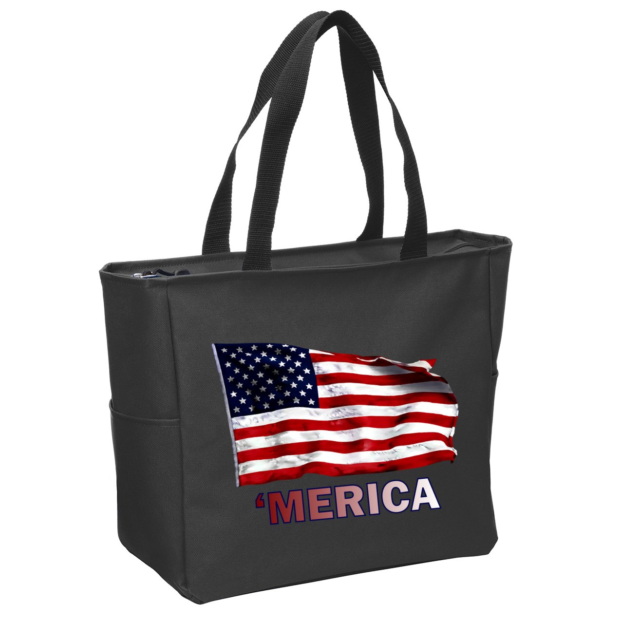 Merica Flag Wave Zip Tote Bag