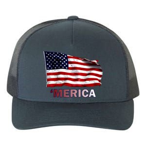 Merica Flag Wave Yupoong Adult 5-Panel Trucker Hat