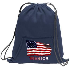 Merica Flag Wave Sweatshirt Cinch Pack Bag