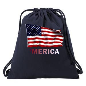 Merica Flag Wave Drawstring Bag