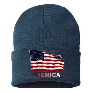 Merica Flag Wave Sustainable Knit Beanie