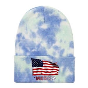 Merica Flag Wave Tie Dye 12in Knit Beanie