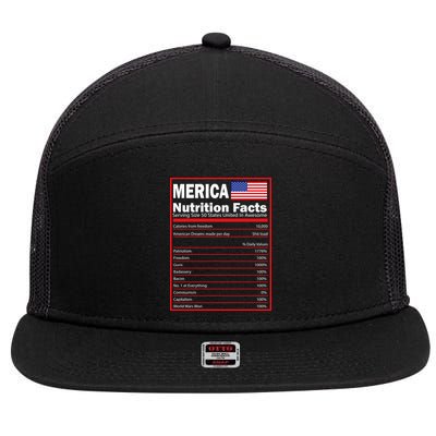 Merica Nutrition Facts 7 Panel Mesh Trucker Snapback Hat