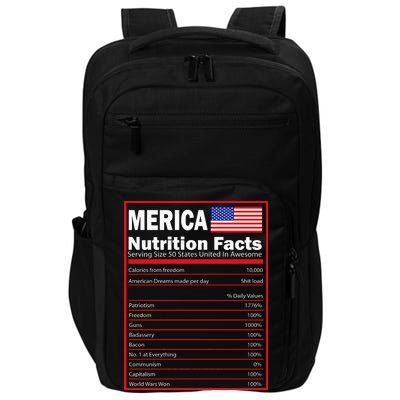 Merica Nutrition Facts Impact Tech Backpack