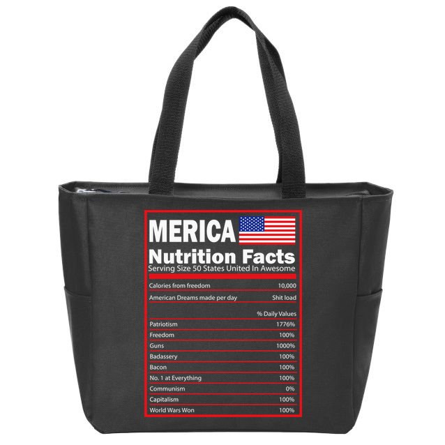 Merica Nutrition Facts Zip Tote Bag