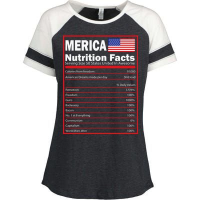 Merica Nutrition Facts Enza Ladies Jersey Colorblock Tee