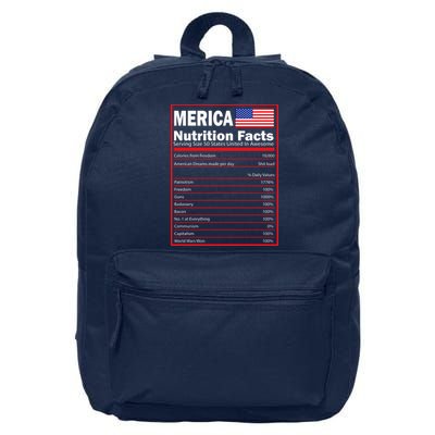 Merica Nutrition Facts 16 in Basic Backpack