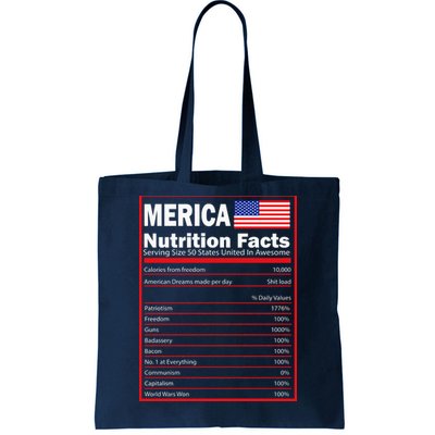 Merica Nutrition Facts Tote Bag