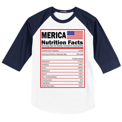 Merica Nutrition Facts Baseball Sleeve Shirt