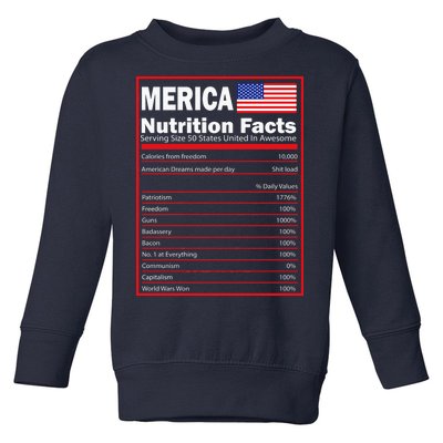 Merica Nutrition Facts Toddler Sweatshirt