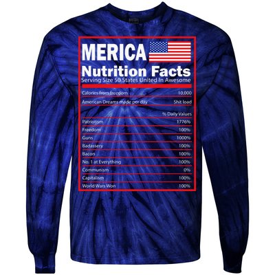 Merica Nutrition Facts Tie-Dye Long Sleeve Shirt