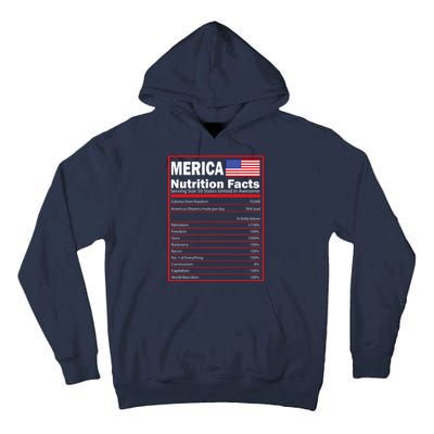 Merica Nutrition Facts Tall Hoodie