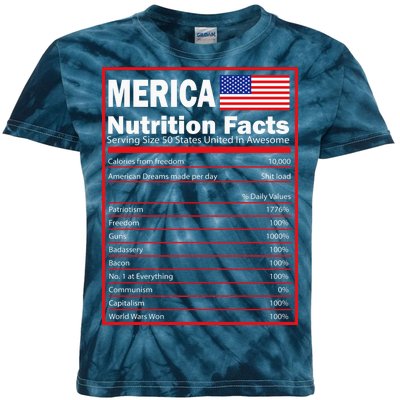 Merica Nutrition Facts Kids Tie-Dye T-Shirt