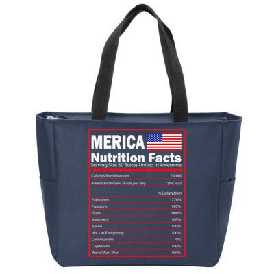 Merica Nutrition Facts Zip Tote Bag