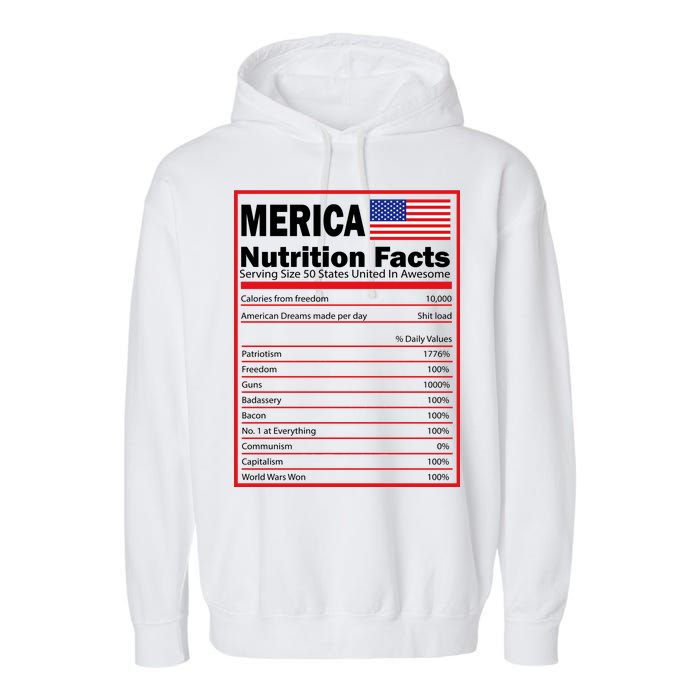 Merica Nutrition Facts Garment-Dyed Fleece Hoodie