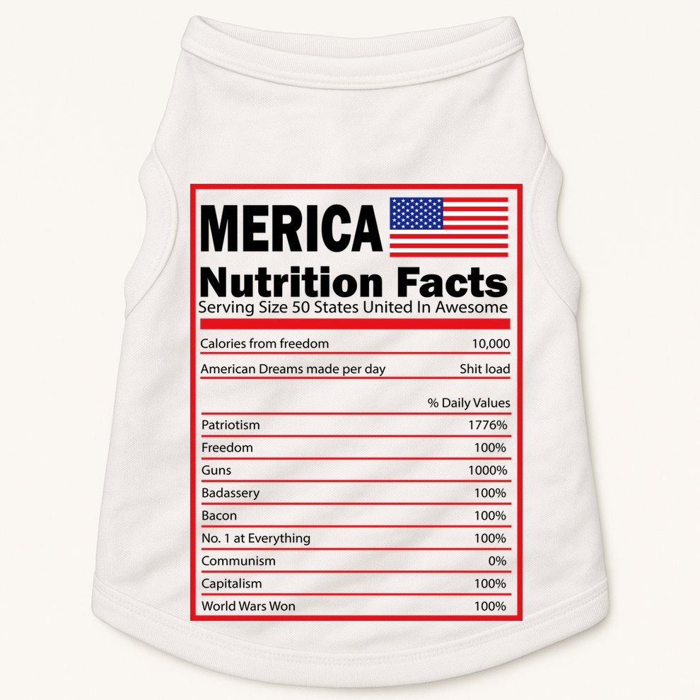 Merica Nutrition Facts Doggie Tank