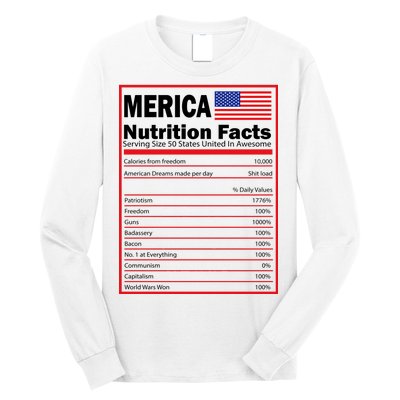 Merica Nutrition Facts Long Sleeve Shirt