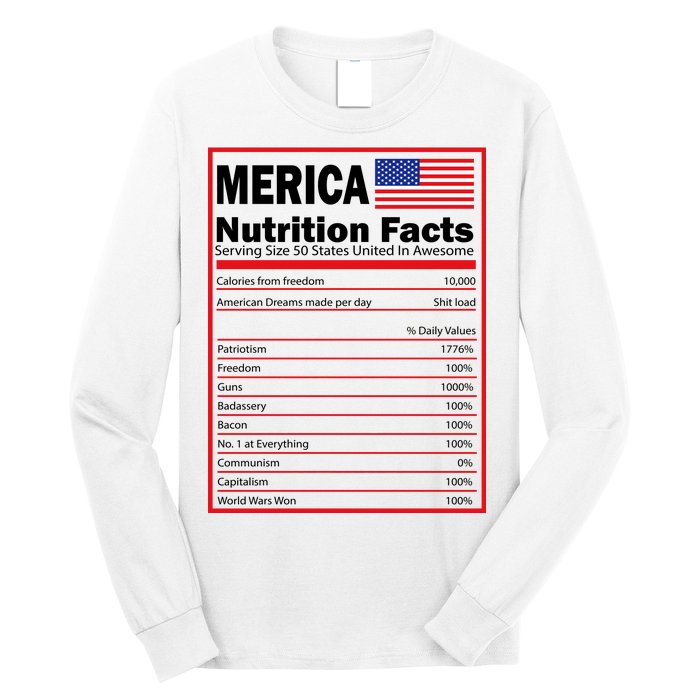 Merica Nutrition Facts Long Sleeve Shirt